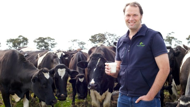 Victorian Farmers Federation president David Jochinke on a dairy farm at Quantong, north west Victoria.