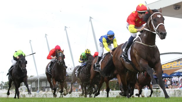 Too classy: Press Statement wins the Hobartville Stakes. Photo: bradleyphotos.com.au