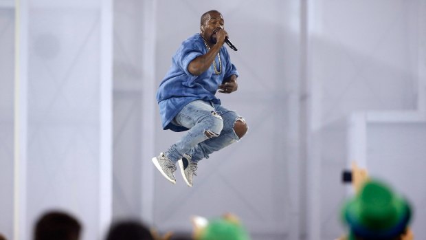 Kanye West performing. 
