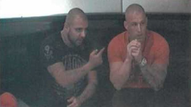 CCTV footage shows Farhad Qaumi, left, and Pasquale Barbaro at The Star casino in January 2014.