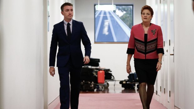 One Nation senator Pauline Hanson and chief-of-staff James Ashby.