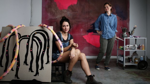 Creative space: Sarah Contos (left) and Lara Merrett  at their Alexandria studios.
