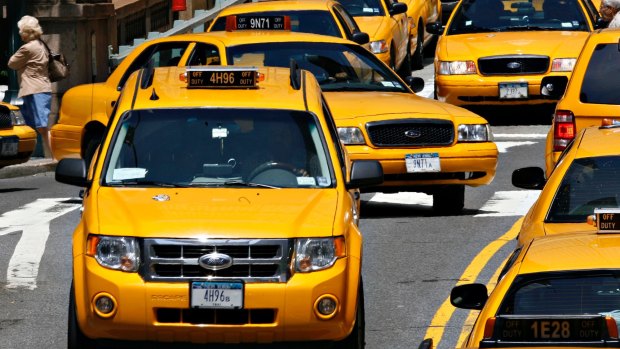 The big yellow taxis, one of which took away Joni Mitchell's old man.