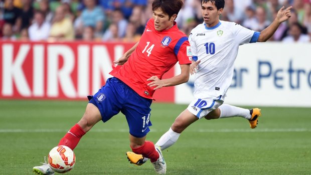 Leaving it late: Korea needed extra-time to see off Uzbekistan.