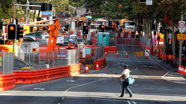 Sections of George Street have been closed for construction of the light rail.