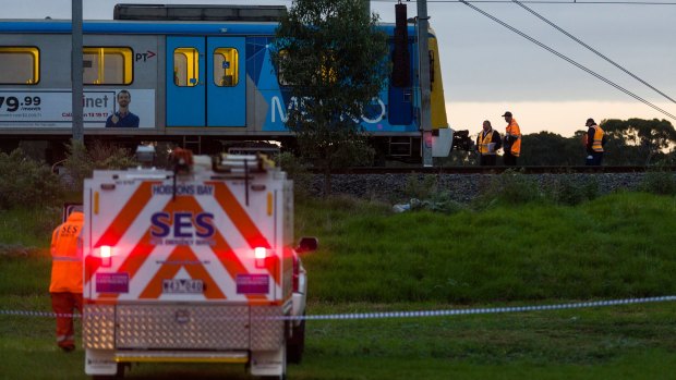 SES on the scene after two people were hit and killed by a train near Laverton Station in Altona Meadows.