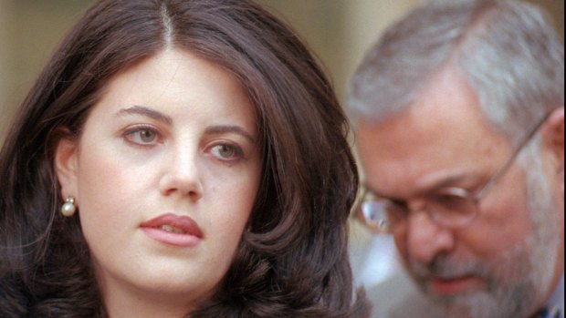 Former White House intern Monica Lewinsky and her attorney in 1998.