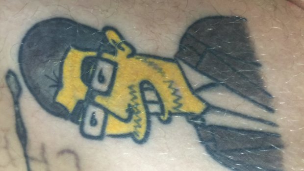 Cameron Baker's tattoos inspired by The Simpsons.