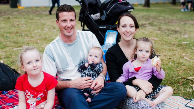 Canberra firefighter Lloyd O'Keeffe and his wife Lara  with their children Chloe, William and Amelia last year soon after William was born. Their first son Lachlan was stillborn in 2013 and is always in their hearts.