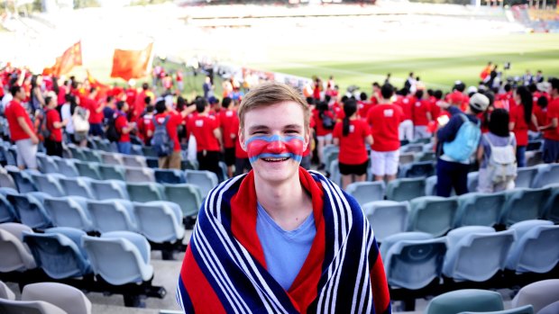 Oliver,16, at Canberra Stadium in Bruce to see China take on North Korea in the AFC Asia Cup.