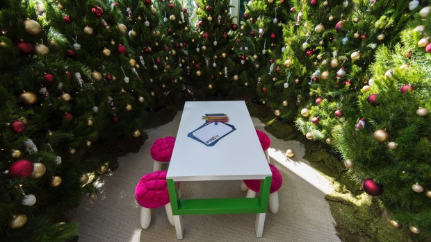 The Christmas maze at Canberra Centre, with secret nooks to write Santa a letter.