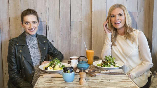 Kate Waterhouse and Sonia Kruger at Bloom Cafe.  