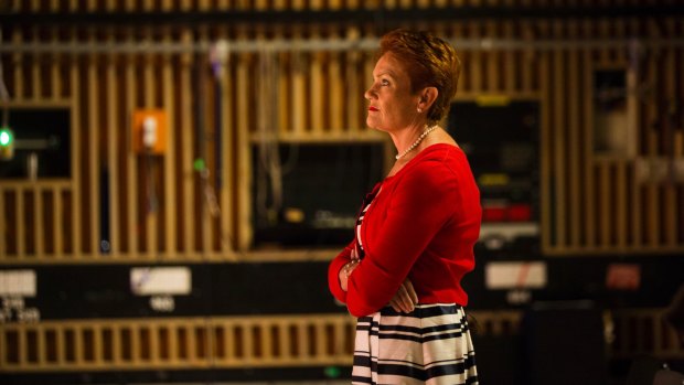 Pauline Hanson at the ABC TV studio on Sunday, where she revealed her apparently anti-vaccination views.