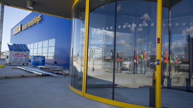 The store's airlock revolving doors will help control temperatures in the energy-efficient building.