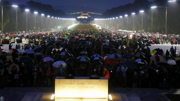 Thousands flocked to the dawn service at the Australian War Memorial.