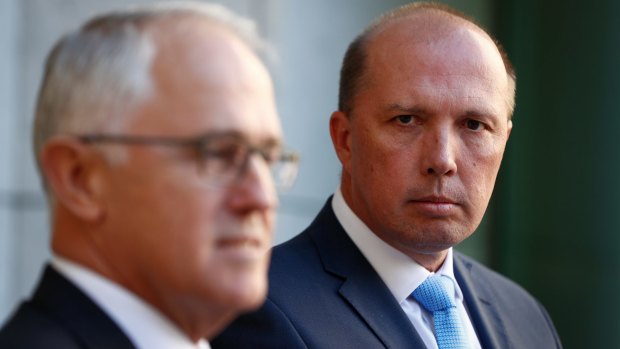 Prime Minister Malcolm Turnbull with Immigration Minister Peter Dutton.