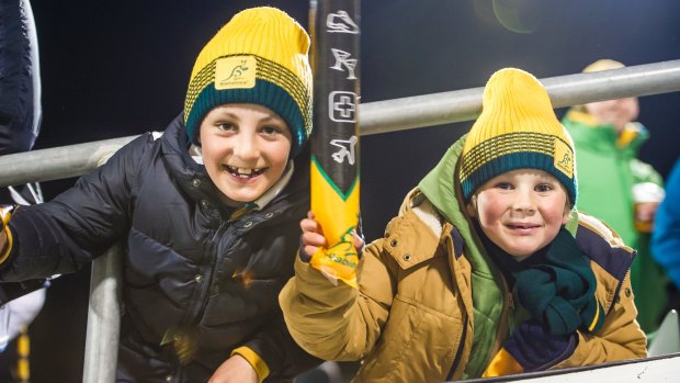Archie Fergusson, 9, and Oliver Paul, 6, came from Cooma for the game.