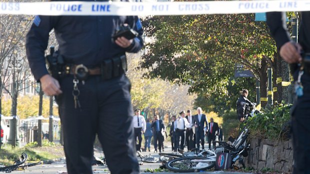 Mangled bikes were left strewn along 17 blocks of the Lower Manhattan bike path.