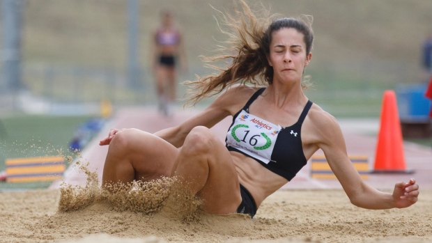 Queanbeyan's Andrea Thompson competes in the long jump event.