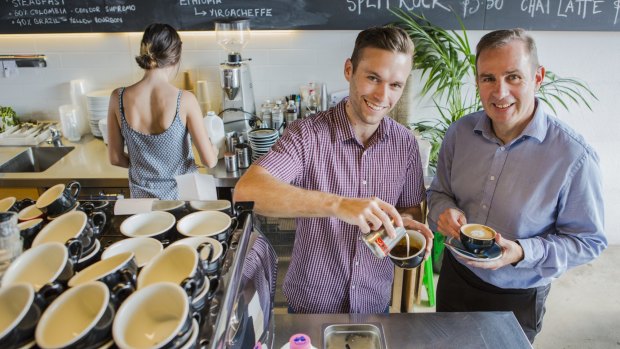 Lava Espresso Bar owner Lincoln Fairleigh and Heart Foundation ACT chief executive Tony Stubbs: The LiveLighter ACT Campaign found "skinny" is not a standard industry term in Canberra.