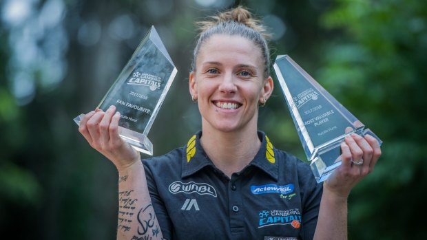 Natalie Hurst was announced the Canberra Capitals' MVP and also the fan favorite at their end of season awards. 
