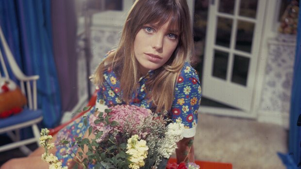 English actress Jane Birkin on set in the 1960s.