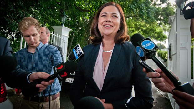 Annastacia Palaszczuk addresses media outside Government House.