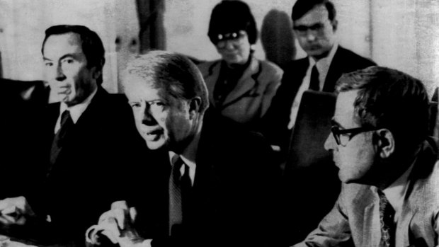 Jimmy Carter speaks during a cabinet briefing in 1978. He served as president from 1977 to 1981.