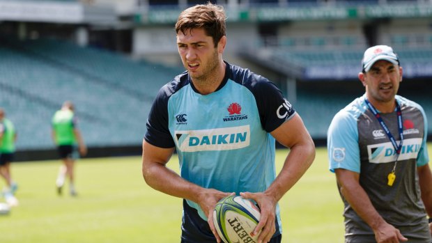 Feeling the effects: Rob Simmons played a trial match for the Waratahs just 18 hours after becoming a dad for the first time.