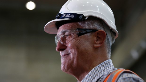 Prime Minister Malcolm Turnbull during his tour of the Snowy Hydro Tumut 3 power station in Talbingo on Thursday.