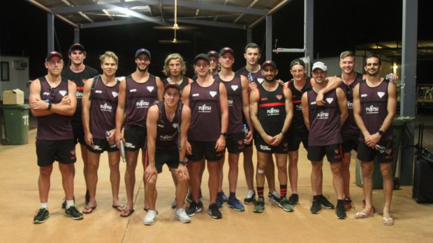 Essendon's first-to-fourth year players during the NT training camp. 
