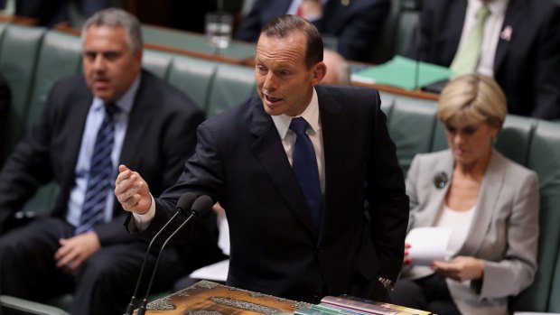 "Mature": Tony Abbott during question time at Parliament House on Monday.