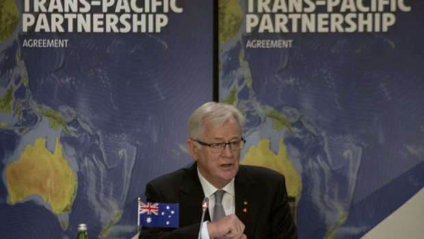 Trade Minister Andrew Robb speaks during the Trans-Pacific Partnership meeting of trade representatives in Sydney.