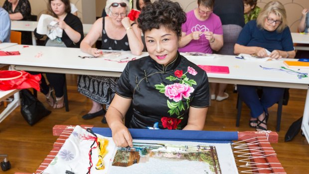 Jenny Gao teaches Brisbane locals the 2000-year-old art of Chinese silk embroidery.