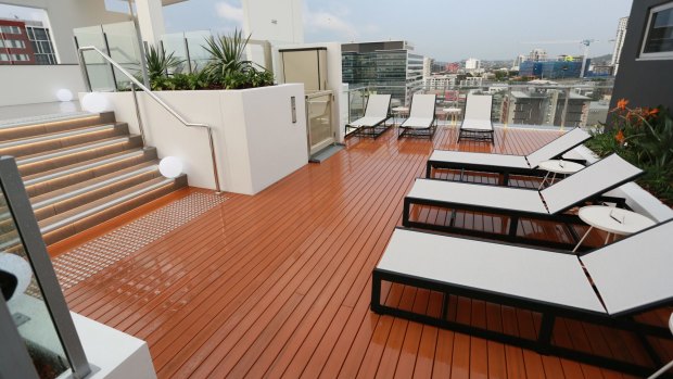The sundeck at the Alex Perry Hotel in Brisbane.