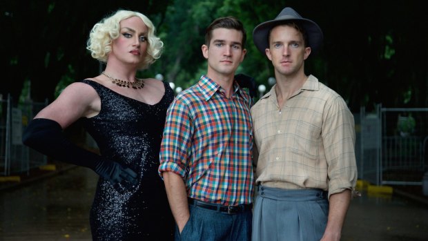 Hayden Tee, Ben Hall and Tim Draxl in Hayes Theatre Co's revival of <i>Only Heaven Knows</i>.