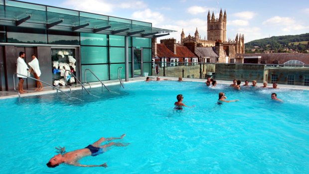 Rooftop pool at the Bath Thermae Spa UK.