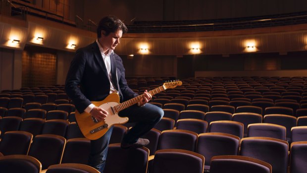 Rock star scientist: Professor of quantum physics David Reilly checks the sound in the City Recital Hall.