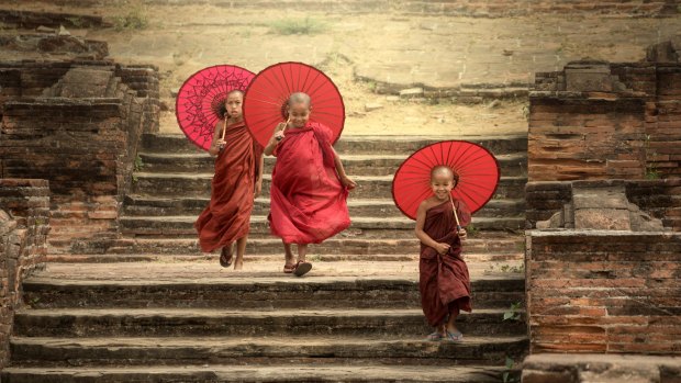 Novice monks in Myanmar.