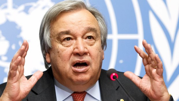 Antonio Guterres, the next UN chief, pretends he is Tom Boyd going for a mark.