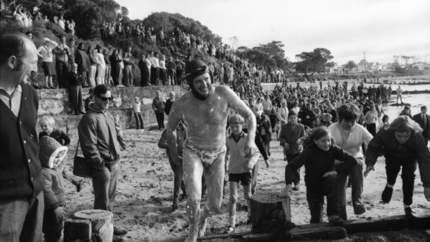 Doug Mew before his swim across the Rip in 1971.