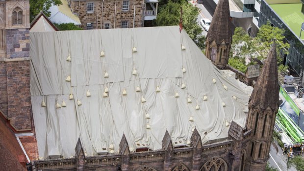 The damaged roof of St John's Anglican Cathedral.