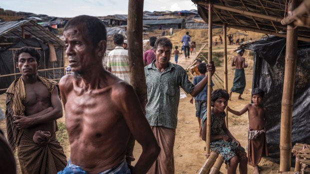Rohingya refugees in a camp in Bangladesh near the Myanmar border.