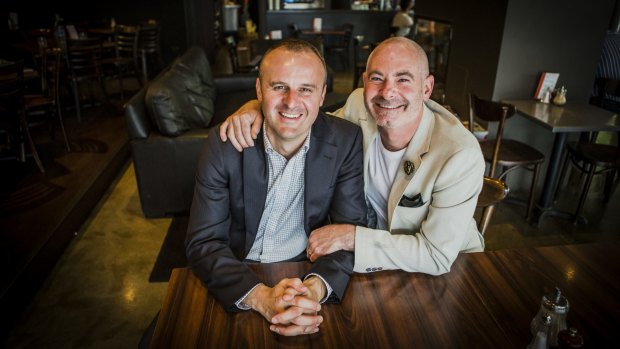 Future Chief Minister Andrew Barr and his partner Anthony Toms.