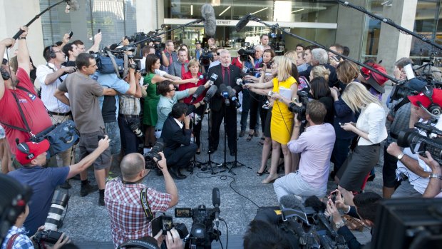 Denise and Bruce Morcombe bravely faced the media scrum after Thursday's guilty verdict.