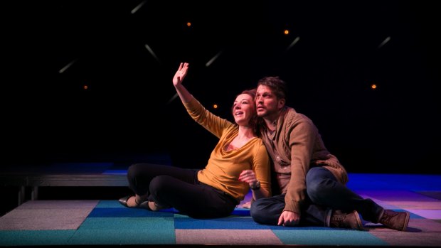 Lexi Sekuless, left and Kristian Jenkins  are ideally cast as the two lovers whose destiny is determined by the choices they make in Constellations. 
