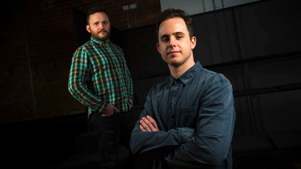 Matthew Rogers, the chief operating officer of independent music label Unified Music Group, with Northlane guitarist Josh Smith.