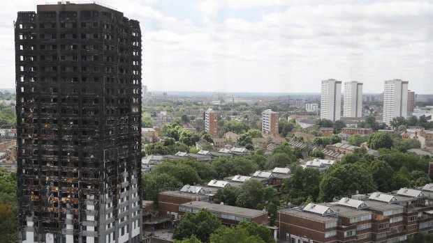 The burnt-out shell of the Grenfell Tower apartment building in London, following a fire that left more than 80 people dead.
