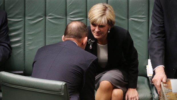 Prime Minister Abbott and Julie Bishop during question time.