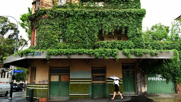 "Scariest eviction ever": The vacant and overgrown Terminus Hotel in Pyrmont.